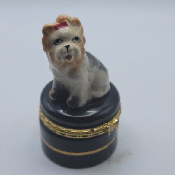 Vintage Adorable Yorkshire Terrier Dog Ceramic Trinket (NO Box) - Picture 8 of 8